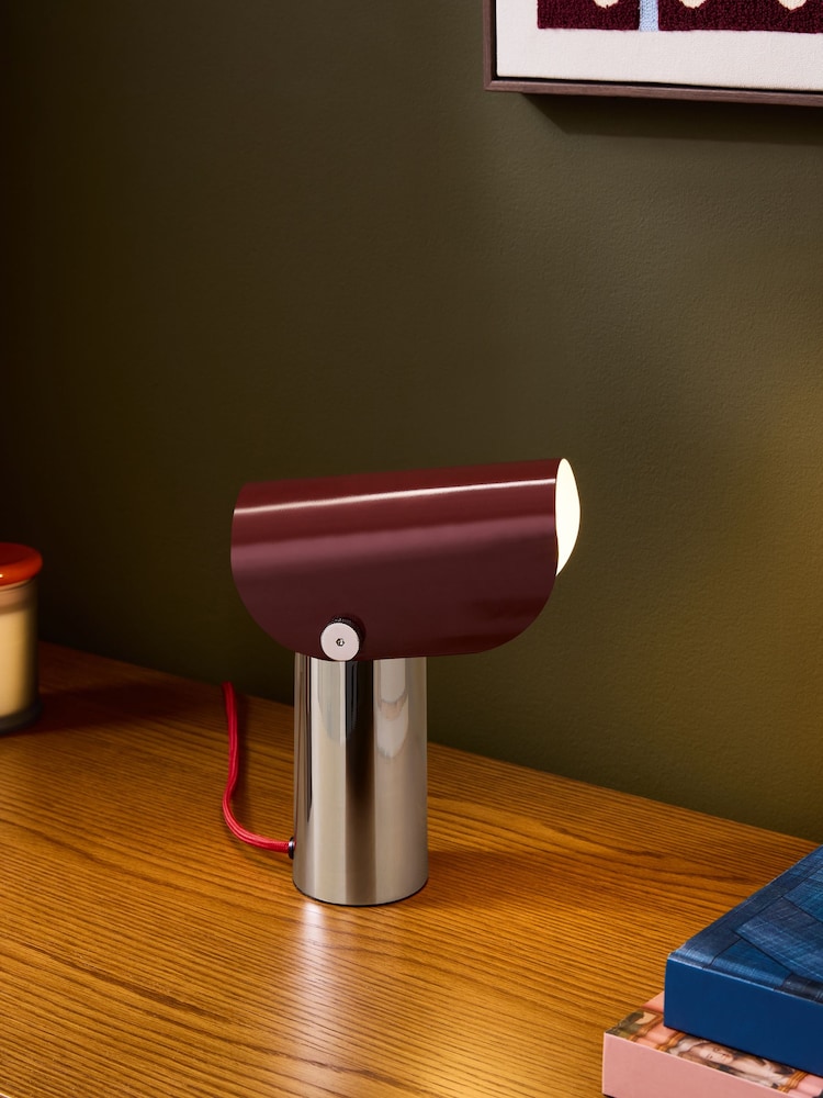 MADE.COM Chrome & Red Curve Table Lamp - Image 2 of 6 MADE.COM Chrome & Red Curve Table Lamp - Image 2 of 6
