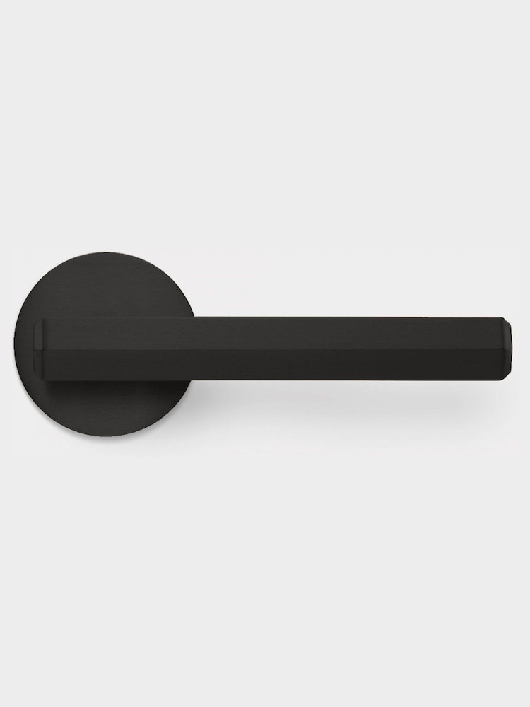 Pushka Home Set of 2 Black Hexagonal Lever Door Handles - Image 2 of 3