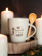 Something Different Cream My Broomstick Runs On Coffee Mug and Spoon Set - Image 1 of 4