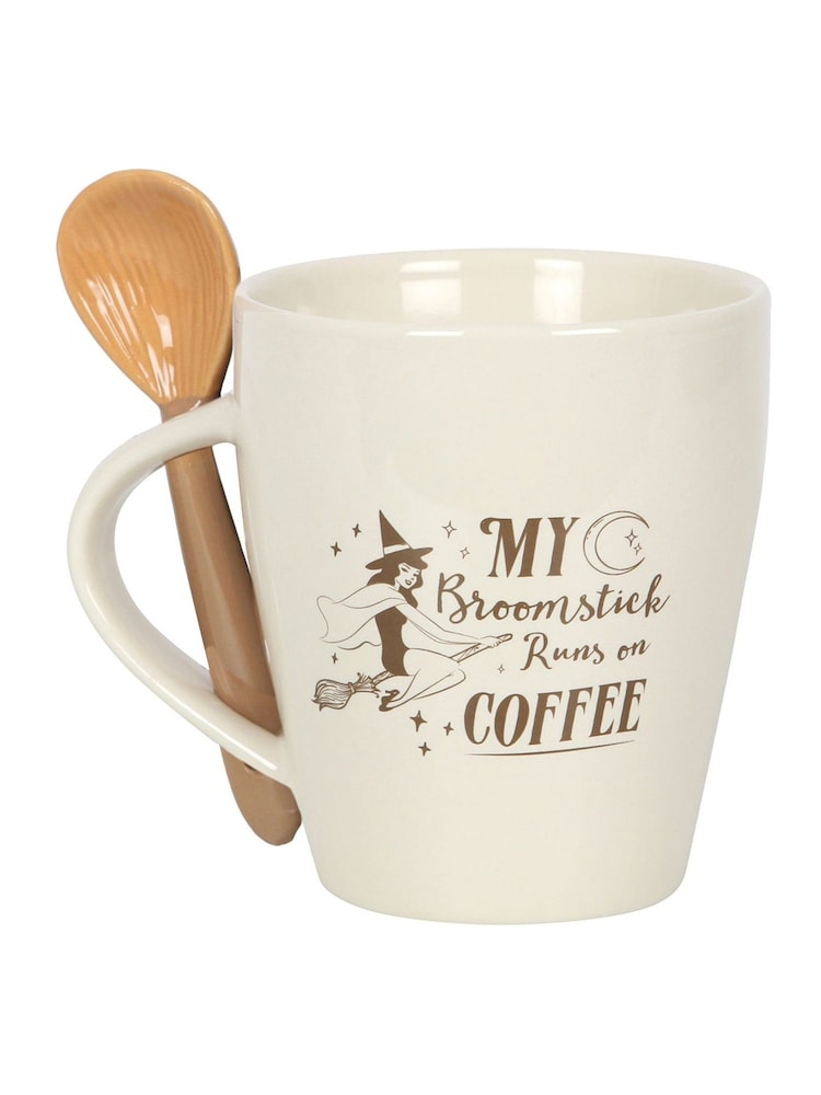 Something Different Cream My Broomstick Runs On Coffee Mug and Spoon Set - Image 4 of 4