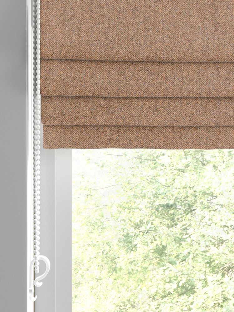 Tan Brown Herringbone Made to Measure Roman Blinds - Image 2 of 6