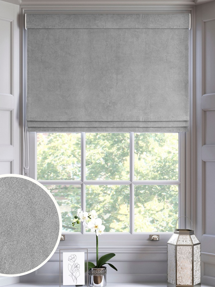 Grey Mohair Made to Measure Roman Blind - Image 1 of 6