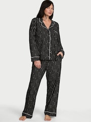 Victoria's Secret Black Logo Script Modal Long Pyjamas Set - Image 1 of 3