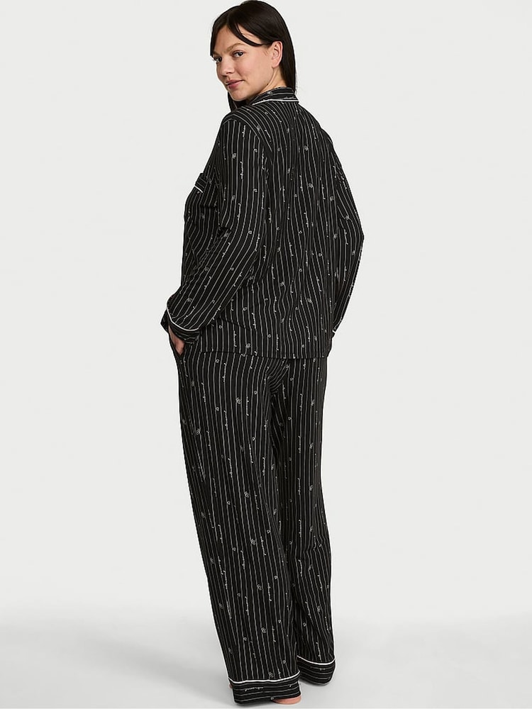 Victoria's Secret Black Logo Script Modal Long Pyjamas Set - Image 2 of 3 Victoria's Secret Black Logo Script Modal Long Pyjamas Set - Image 2 of 3