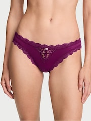 Victoria's Secret Rhubarb Purple Lace Trim Bikini Knickers - Image 1 of 2
