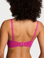 Victoria's Secret Pink Fire Full Cup Push Up Cotton Stripe Lace Trim Bra - Image 2 of 2