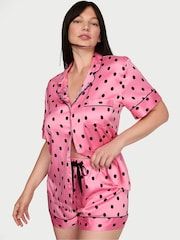 Victoria's Secret Pink Polka Dot Satin Short Pyjamas Set - Image 1 of 3
