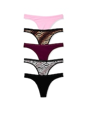 Victoria's Secret Pink/Zebra/Red/Black Thong 5 Pack Knickers - Image 1 of 3