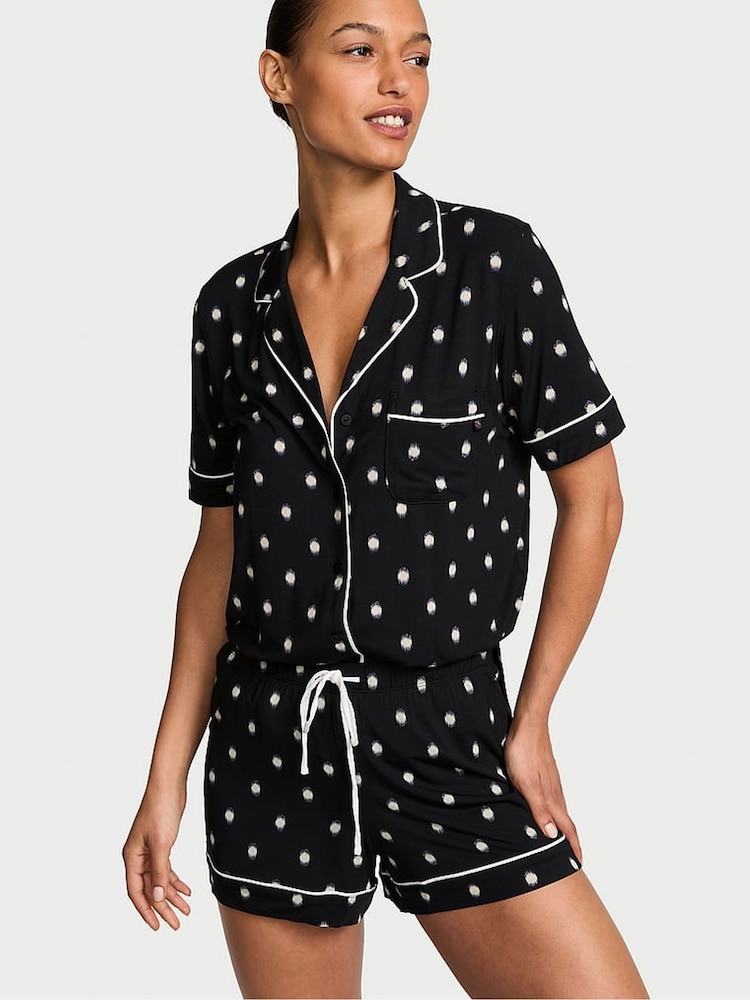 Victoria's Secret Black Polka Dot Modal Short Pyjamas Set - Image 1 of 2