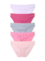 Victoria's Secret Purple/Pink/Grey Bikini 5 Pack Knickers - Image 1 of 3