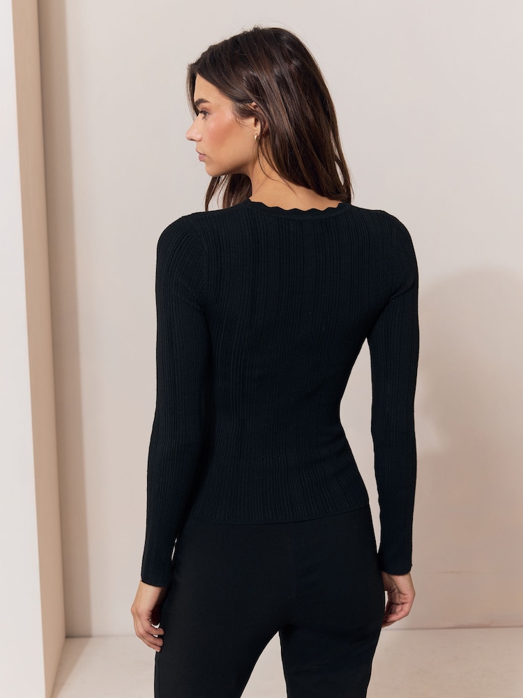 Lipsy Black Long Sleeve Stud Detail Jumper - Image 5 of 5