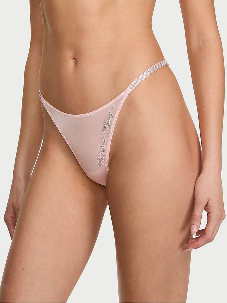 Victoria's Secret Angel Pink Thong Shine Script Knickers - Image 1 of 2