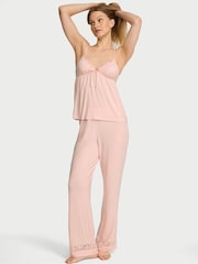 Victoria's Secret Purest Pink Lace Trim Modal Cami & Trousers Set - Image 1 of 3