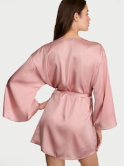 Victoria's Secret Chalk Rose Pink Shimmery Satin Short Robe - Image 2 of 2