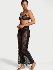 Victoria's Secret Black Lace & Satin Wide Leg Trousers - Image 1 of 2
