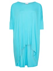 Yours Curve Blue Dipped Hem Longline Tunic - Image 5 of 5