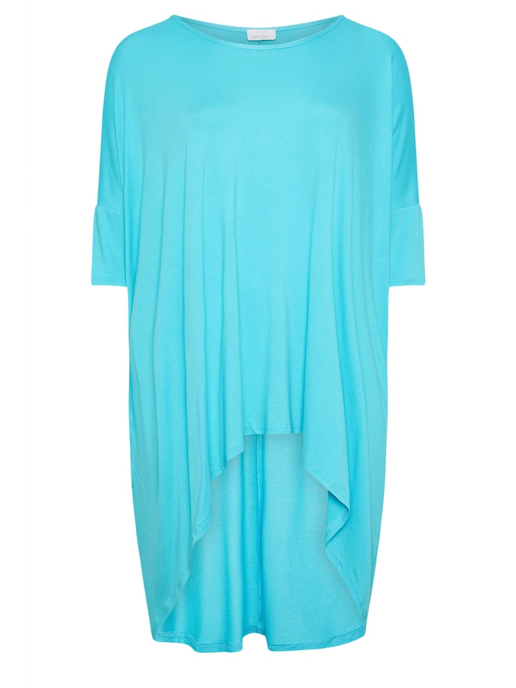 Yours Curve Blue Dipped Hem Longline Tunic - Image 5 of 5