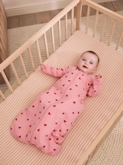 Pink/Red Heart 2.5 Tog Removable Sleeve Baby Sleep Bag - Image 1 of 8