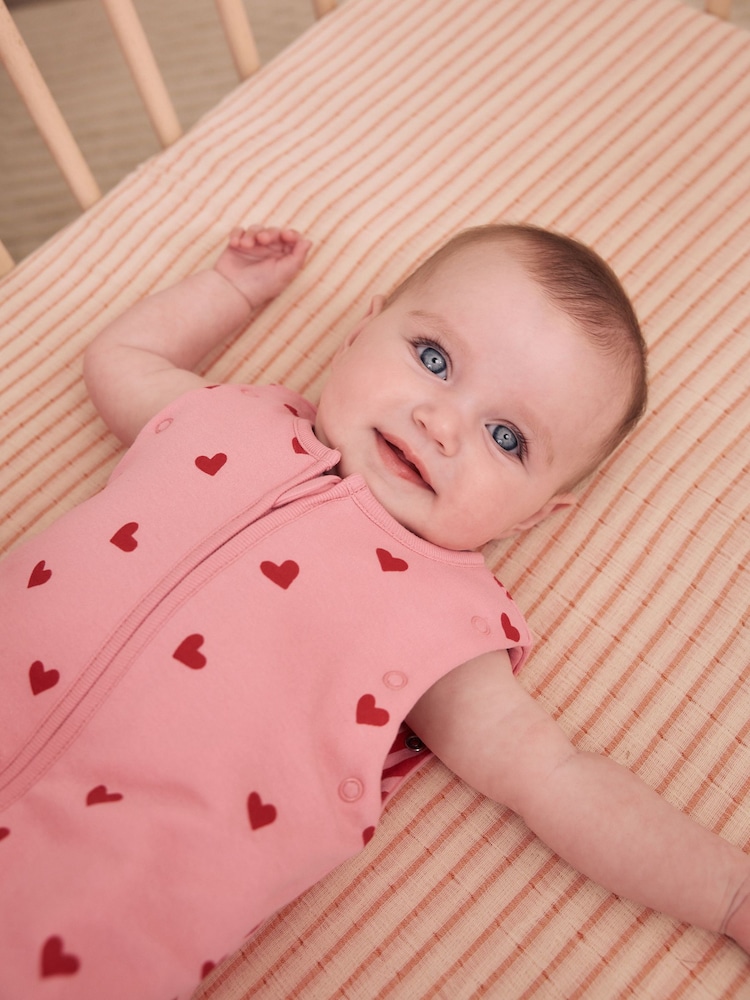 Pink/Red Heart 2.5 Tog Removable Sleeve Baby Sleep Bag - Image 2 of 8