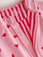 Pink/Red Heart 2.5 Tog Removable Sleeve Baby Sleep Bag - Image 7 of 8