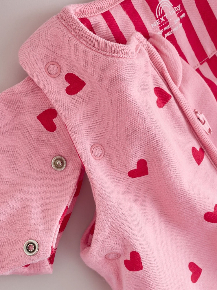 Pink/Red Heart 2.5 Tog Removable Sleeve Baby Sleep Bag - Image 8 of 8