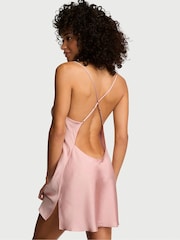 Victoria's Secret Chalk Rose Pink Shimmery Satin Open Back Slip - Image 2 of 2