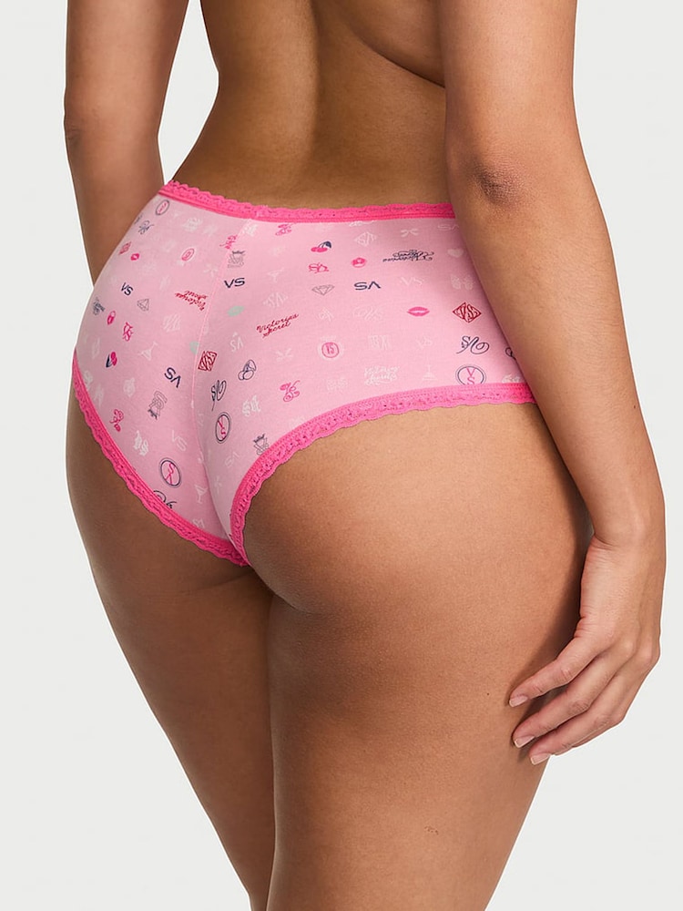 Victoria's Secret Pink Icons Cheeky Cotton Lace Trim Knickers - Image 2 of 2 Victoria's Secret Pink Icons Cheeky Cotton Lace Trim Knickers - Image 2 of 2