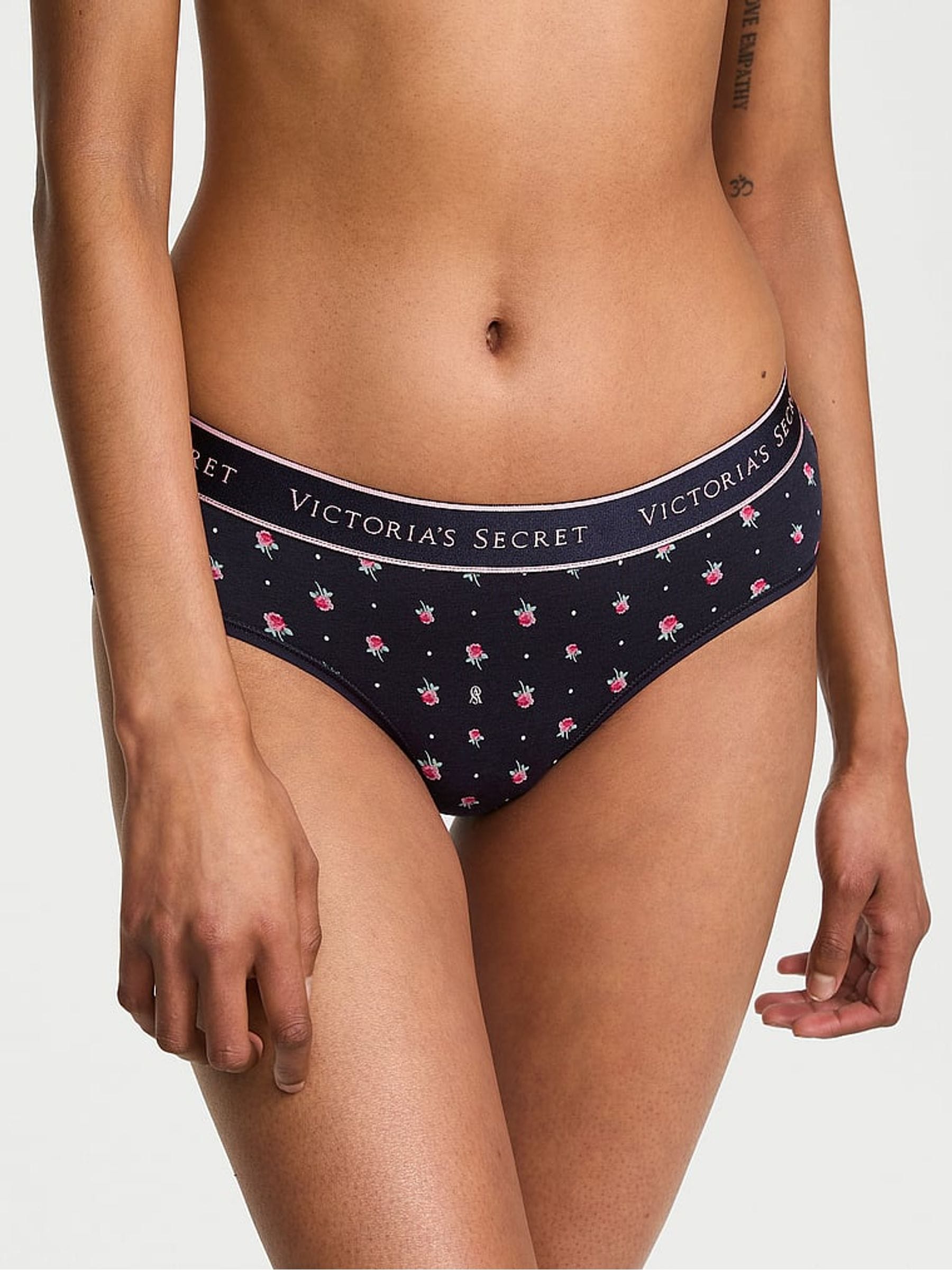 Victoria's Secret Navy Blue Floral Hipster Logo Knickers