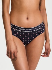 Victoria's Secret Navy Blue Floral Hipster Logo Knickers - Image 1 of 2