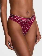 Victoria's Secret Fresh Jam Red Floral Thong Logo Knickers - Image 1 of 2