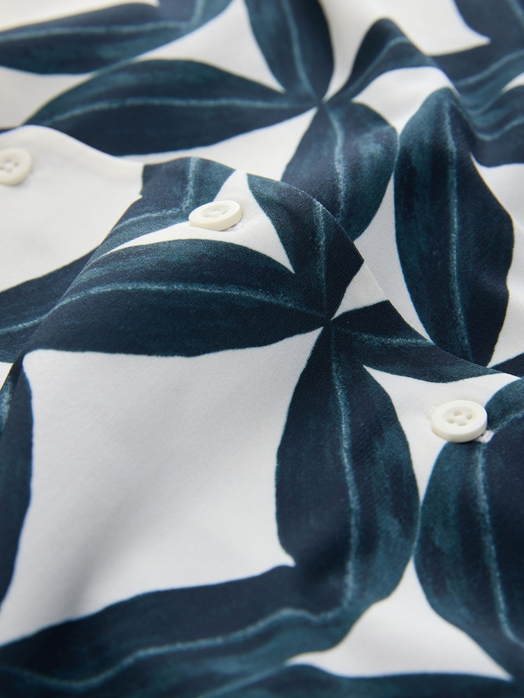 Ecru Geo Print Scarf Neck Long Sleeve Blouse - Image 2 of 3