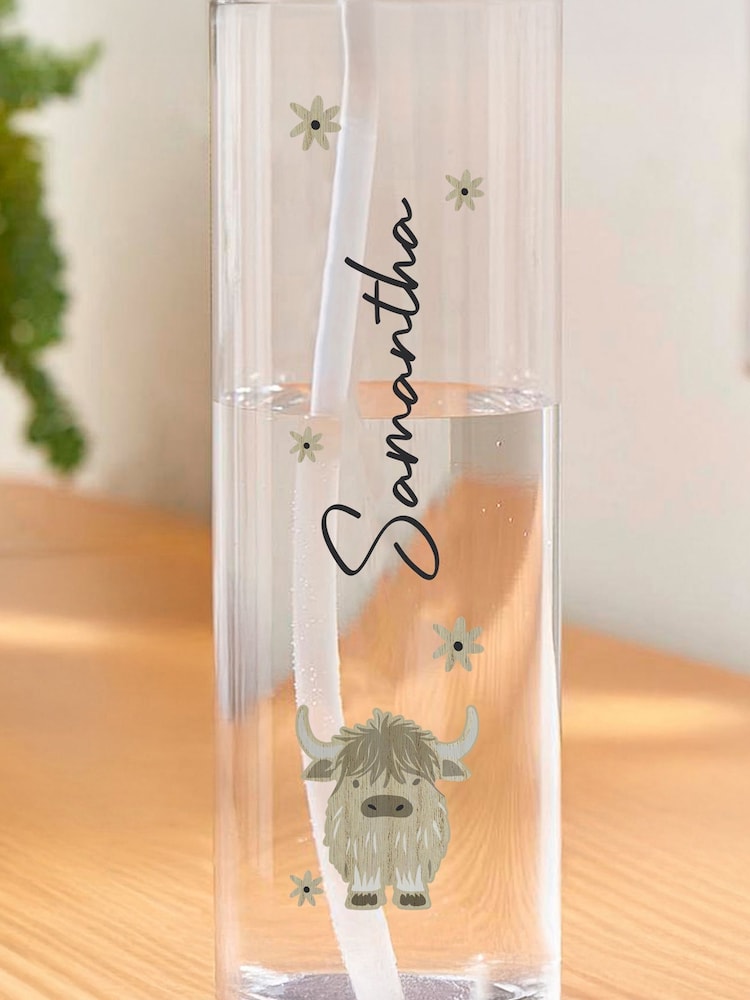Personalised Highland Cow Water Bottle by PMC - Image 2 of 3