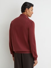 Reiss Rooibos Red Blackhall Merino Wool Half-Zip Funnel-Neck Jumper - Image 4 of 5