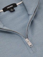 Reiss Armour Blue Blackhall Merino Wool Half-Zip Funnel-Neck Jumper - Image 6 of 6