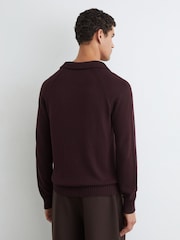 Reiss Bordeaux Ashdown Cotton Open-Collar Polo Jumper - Image 5 of 6