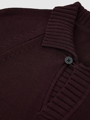 Reiss Bordeaux Ashdown Cotton Open-Collar Polo Jumper - Image 6 of 6