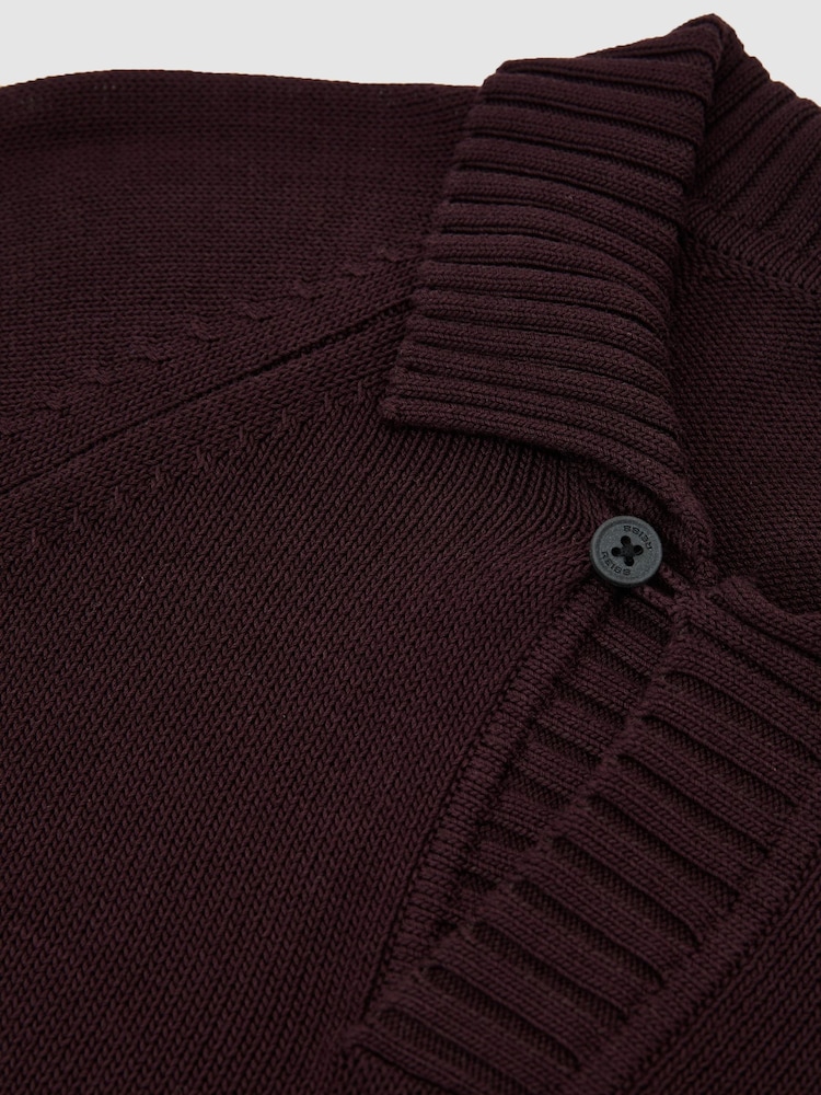 Reiss Bordeaux Ashdown Cotton Open-Collar Polo Jumper - Image 6 of 6 Reiss Bordeaux Ashdown Cotton Open-Collar Polo Jumper - Image 6 of 6