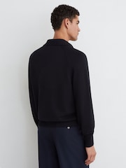 marine - Pull polo Reiss Ashdown en coton à col ouvert - Image 4 sur 6