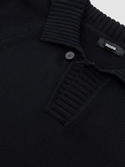 marine - Pull polo Reiss Ashdown en coton à col ouvert - Image 6 sur 6