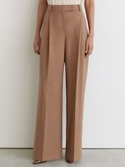 Chameau - Reiss Luna Wool-Blend Wide-Leg Pleated Trousers - Image 3 de 6