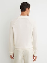 Blanc - Pull polo Reiss Ashdown en coton à col ouvert - Image 6 sur 7