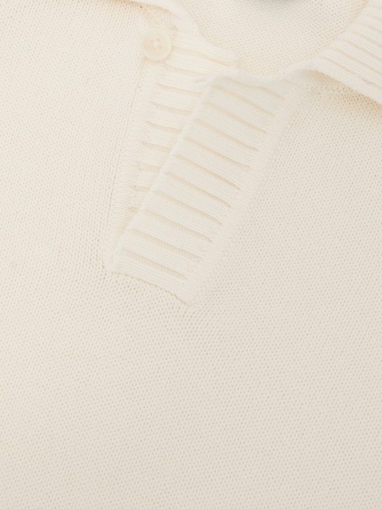 Blanc - Pull polo Reiss Ashdown en coton à col ouvert - Image 7 sur 7