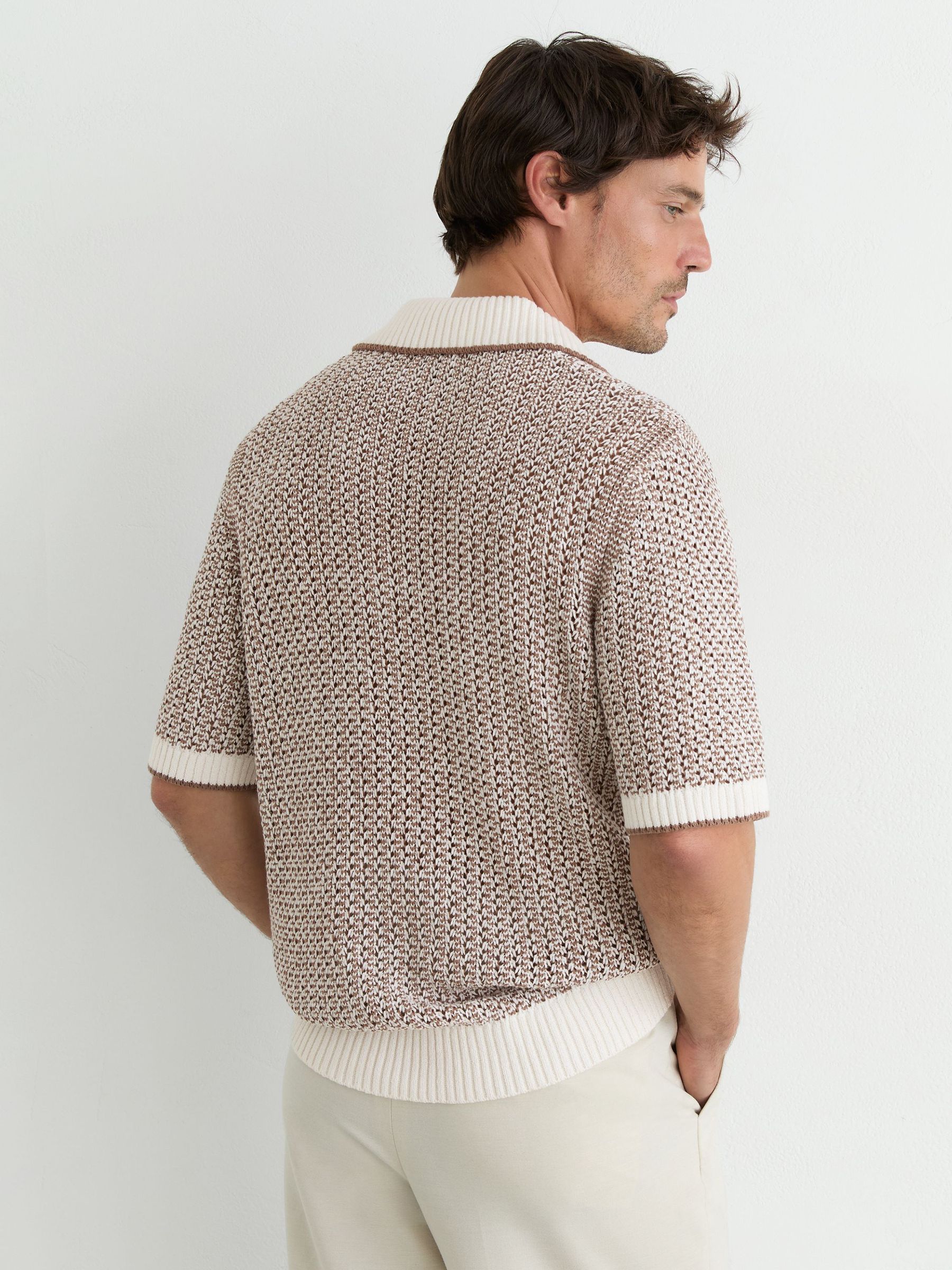 Buy Reiss Tobacco Brown/Ecru Atlas Cotton-Blend Crochet Open