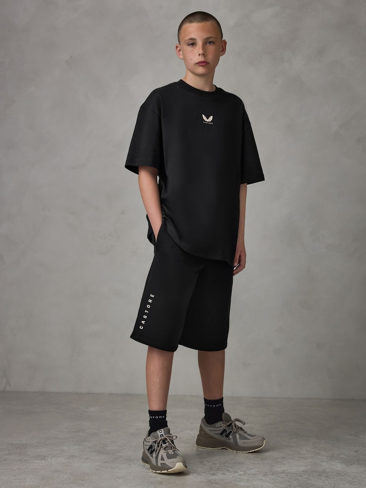 Castore Black Oversized Top and Shorts Set - Image 1 of 13