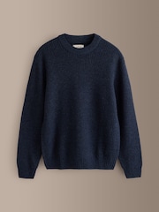 Navy Blue Signature Lambswool Rib Crew Neck Jumper - Image 1 of 3