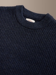 Navy Blue Signature Lambswool Rib Crew Neck Jumper - Image 3 of 3