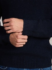 Navy Blue Signature Lambswool Rib Crew Neck Jumper - Image 6 of 9