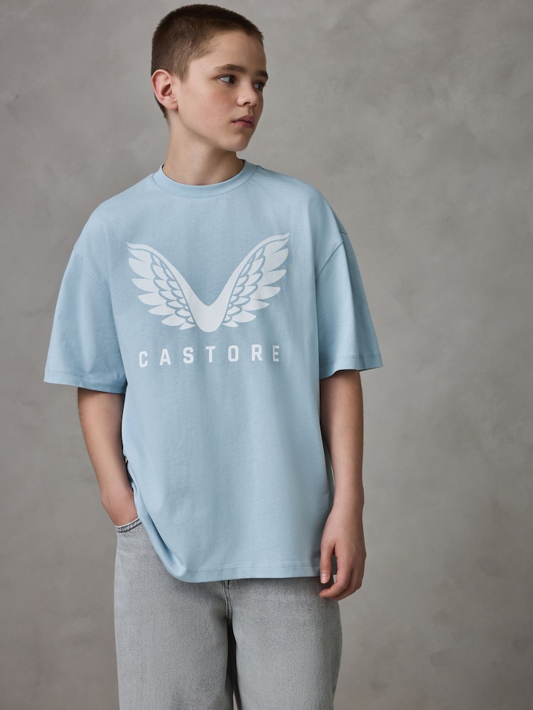 Blauw/Wit/Bruin - Castore Oversized Short Sleeve Logo Cotton T-Shirts 3 Pack - Afbeelding 2 van 20