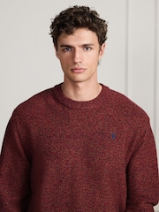 Roșu - Signature Twisted Lambswool Stag Logo Crew Neck Jumper - Imaginea 4 din 9