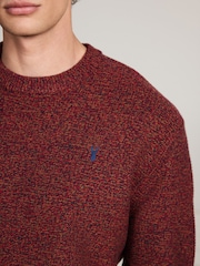 Roșu - Signature Twisted Lambswool Stag Logo Crew Neck Jumper - Imaginea 5 din 9